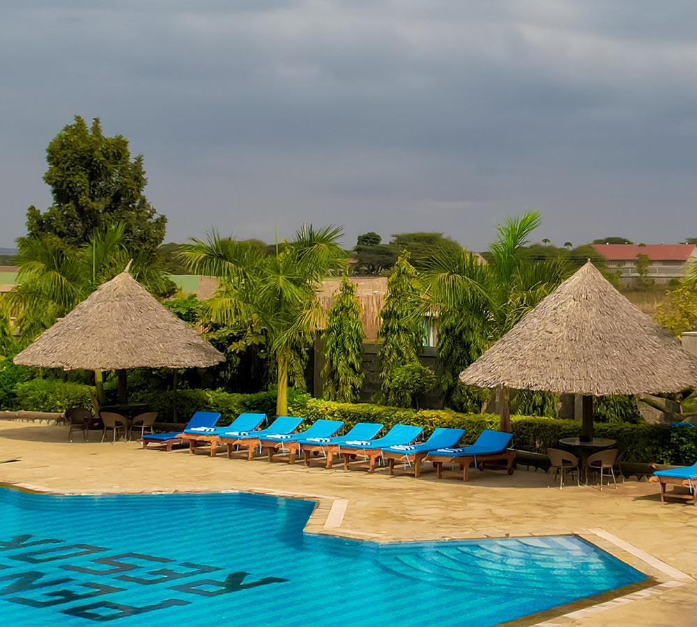 Swimming pool at Penety Amboseli Resort with Mount Kilimanjaro view